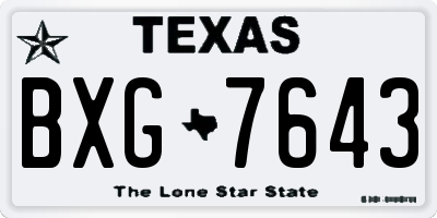 TX license plate BXG7643