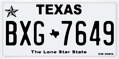TX license plate BXG7649