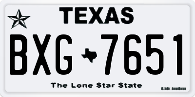 TX license plate BXG7651