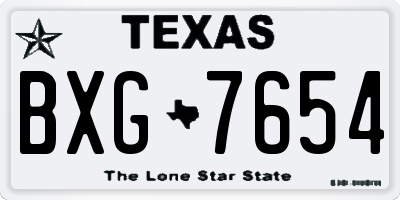 TX license plate BXG7654
