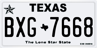 TX license plate BXG7668