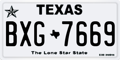 TX license plate BXG7669