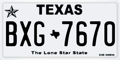 TX license plate BXG7670