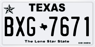 TX license plate BXG7671