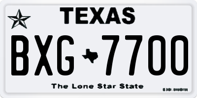 TX license plate BXG7700