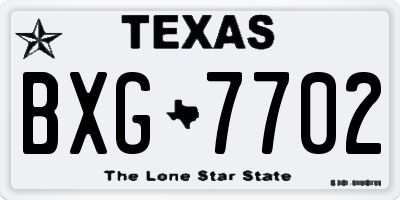TX license plate BXG7702