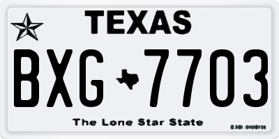 TX license plate BXG7703