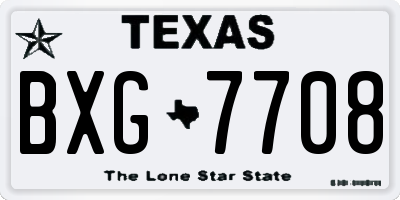 TX license plate BXG7708