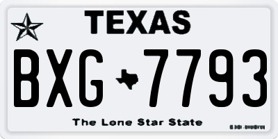 TX license plate BXG7793