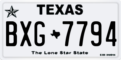 TX license plate BXG7794