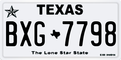 TX license plate BXG7798