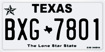 TX license plate BXG7801