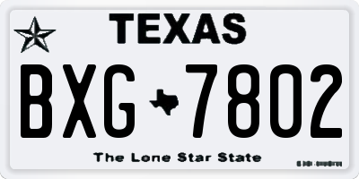 TX license plate BXG7802
