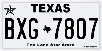 TX license plate BXG7807