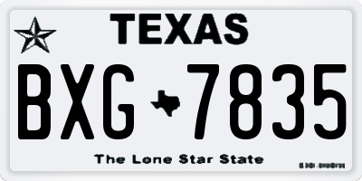 TX license plate BXG7835
