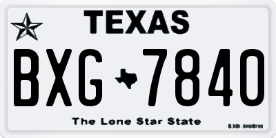TX license plate BXG7840