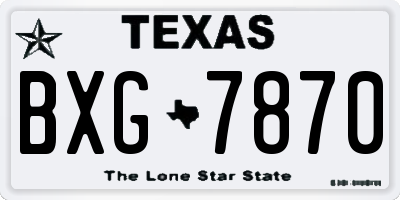 TX license plate BXG7870