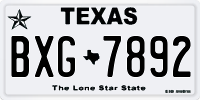 TX license plate BXG7892