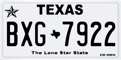 TX license plate BXG7922