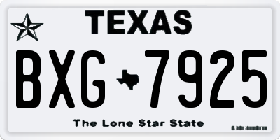 TX license plate BXG7925