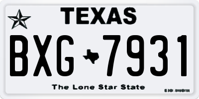 TX license plate BXG7931