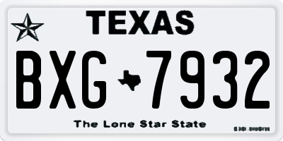 TX license plate BXG7932