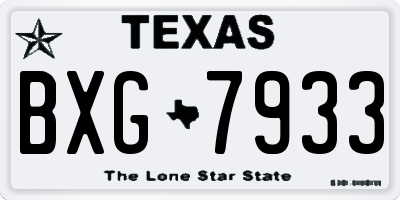 TX license plate BXG7933