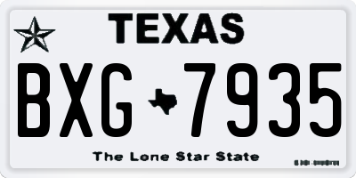 TX license plate BXG7935