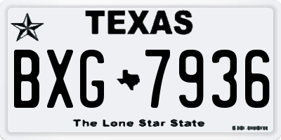 TX license plate BXG7936