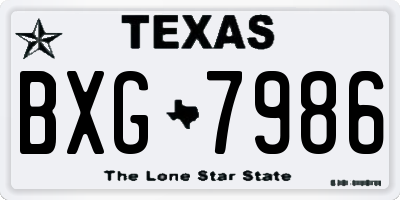 TX license plate BXG7986