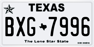 TX license plate BXG7996