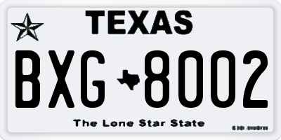 TX license plate BXG8002