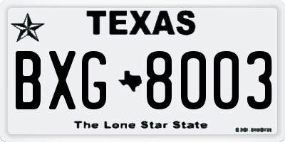 TX license plate BXG8003