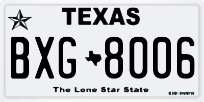 TX license plate BXG8006