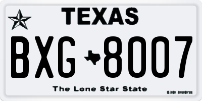 TX license plate BXG8007