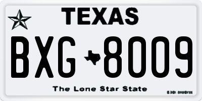 TX license plate BXG8009