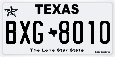 TX license plate BXG8010