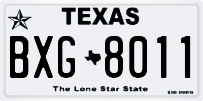 TX license plate BXG8011