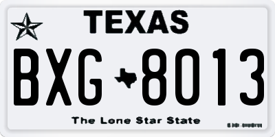 TX license plate BXG8013