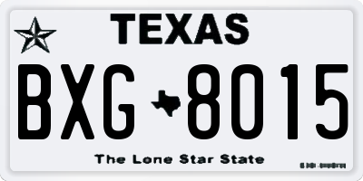 TX license plate BXG8015