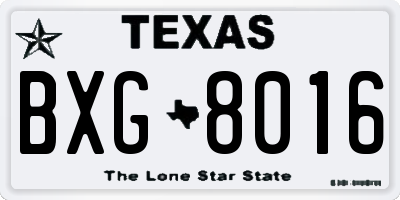 TX license plate BXG8016