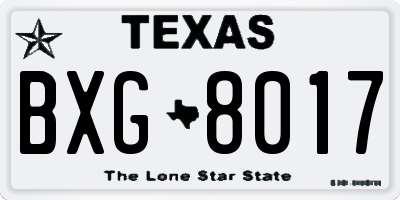 TX license plate BXG8017