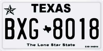 TX license plate BXG8018