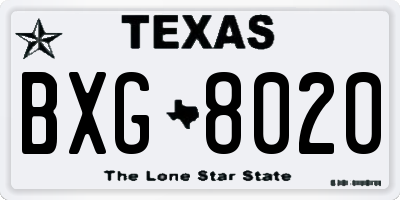 TX license plate BXG8020