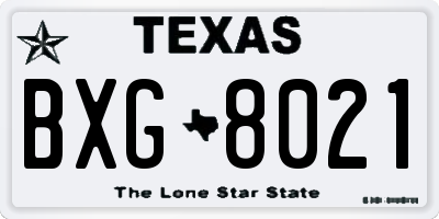 TX license plate BXG8021