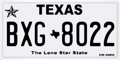 TX license plate BXG8022