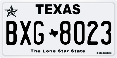 TX license plate BXG8023