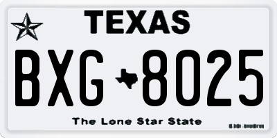 TX license plate BXG8025