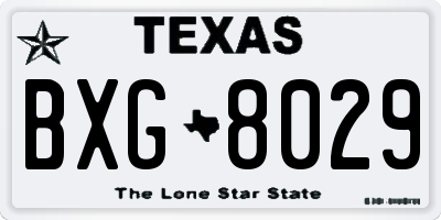 TX license plate BXG8029