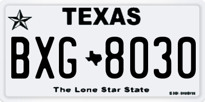TX license plate BXG8030